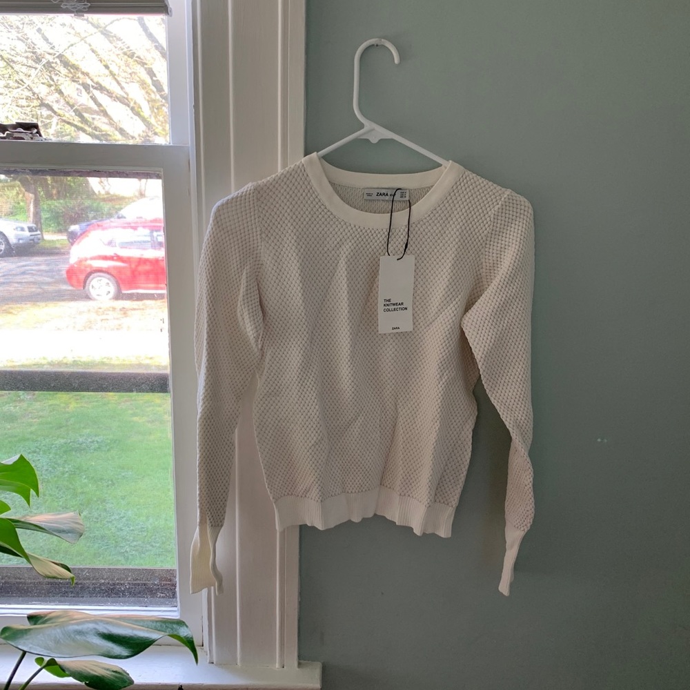 Zara Knit cream long sleeve top